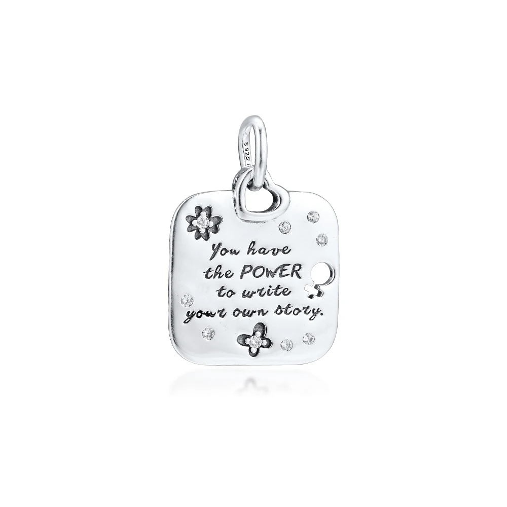 

CKK Silver 925 Jewelry Female Empowerment Motto Pendant Fits Original Bracelets Sterling Silver Beads