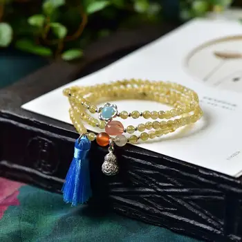 

Natural hair crystal multi-ring bracelet with 925 silver gourd silver flower high-end small tassel about 4-5mm