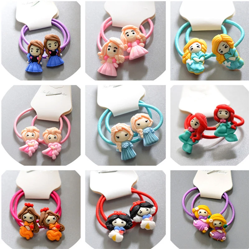 De dibujos animados de Disney nieve congelada blanco Ariel niñas niños pelo accesorios goma elástica lindo cuerda de pelo tocado regalo Scrunchies