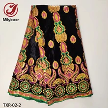 Milylace новая нигерийская Бархатная Ткань 5 ярдов африканская вышивка бархатная ткань с блестками для вечерних платьев TXR-02