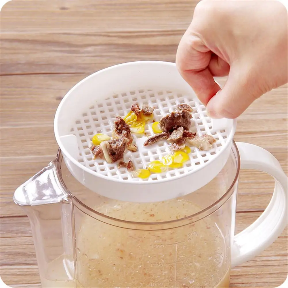 1.5L Oil Grease Storage Can Grease Strainer Container Oil-filtering Separating Pot Soup Pot For Kitchen Tools