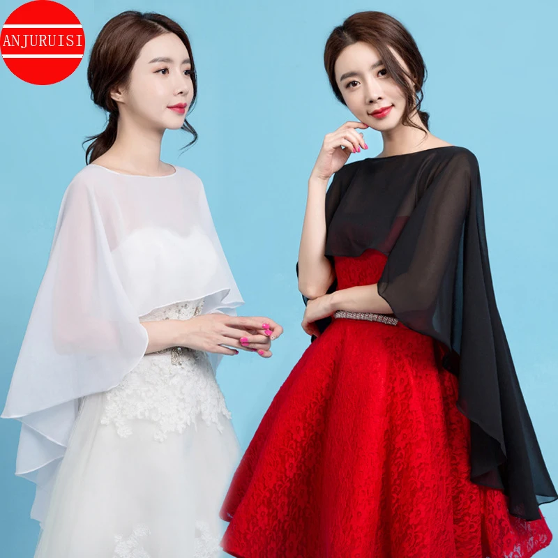 Chiffon Cape Bolero Women Femme Mariage Chalas Mujer Evening Wedding Bridal Jacket Wraps Accessories Peleryna Cloak Boda Shawl