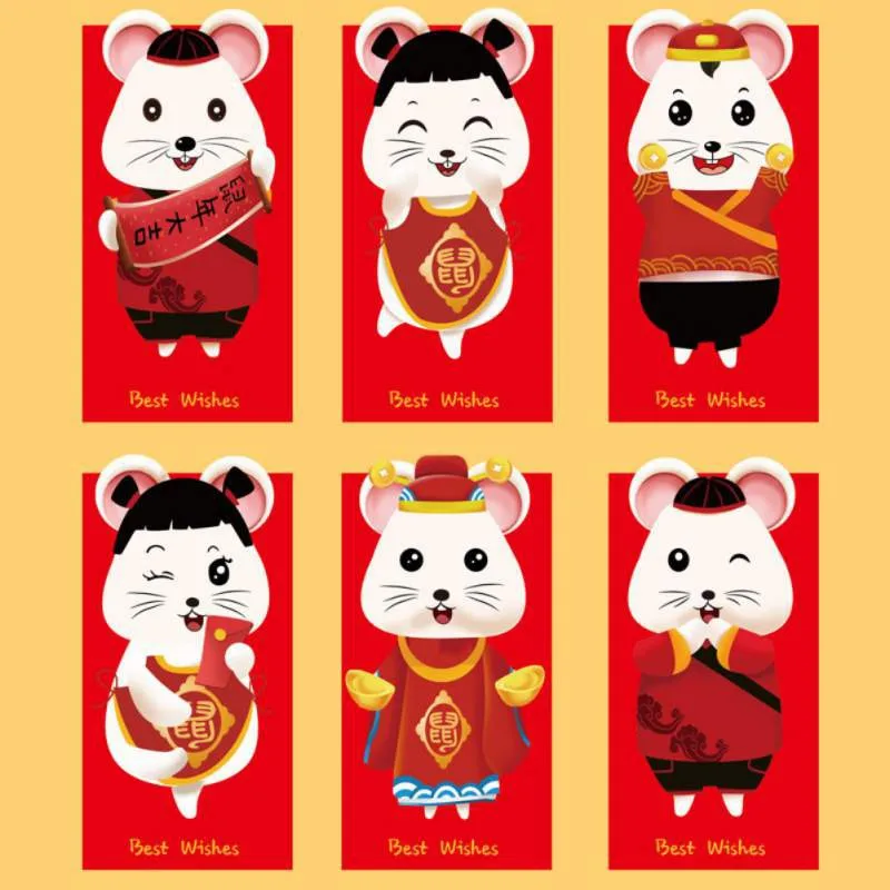 

2020 Cute Cartoon Red Pocket Chinese New Year Money Packet Spring Festival Zodiac Red Envelope Party Gift Bag Each Other