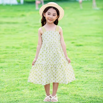 

YourSeason 2020 Summer Bow Girls Cute Princess Dresses Sleeveless Baby Girls Fashion Plaid Printed Loose Beach Dress A Line