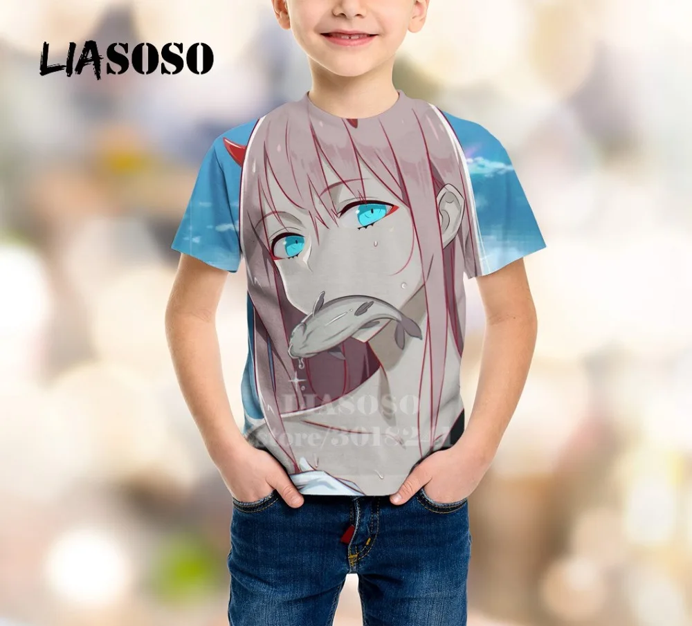 Детский свитер с принтом «Zero Two» футболка с 3D принтом «Darling In The Franxx» Детский топ с круглым вырезом для мальчиков и девочек, свитер для подростков B169-08