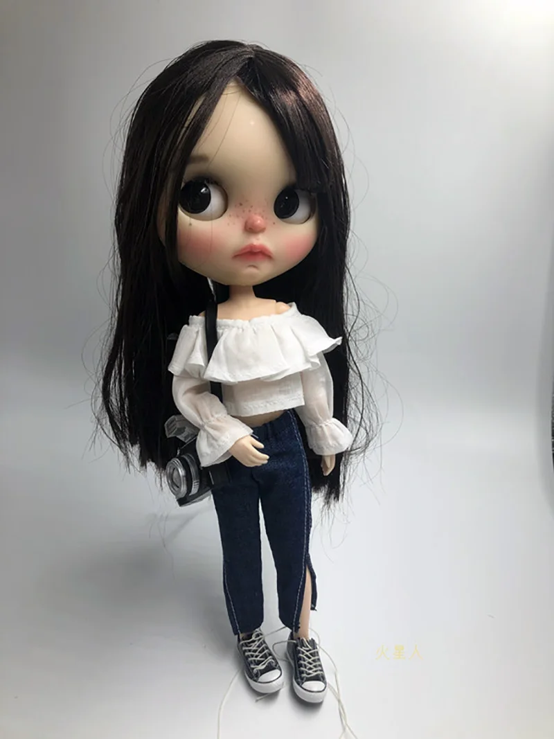 Новая Одежда для кукол Blyth, элегантная рубашка и джинсовые штаны для blyth, OB24, Azone S, штаны, Одежда для кукол 1/6, аксессуары для кукол