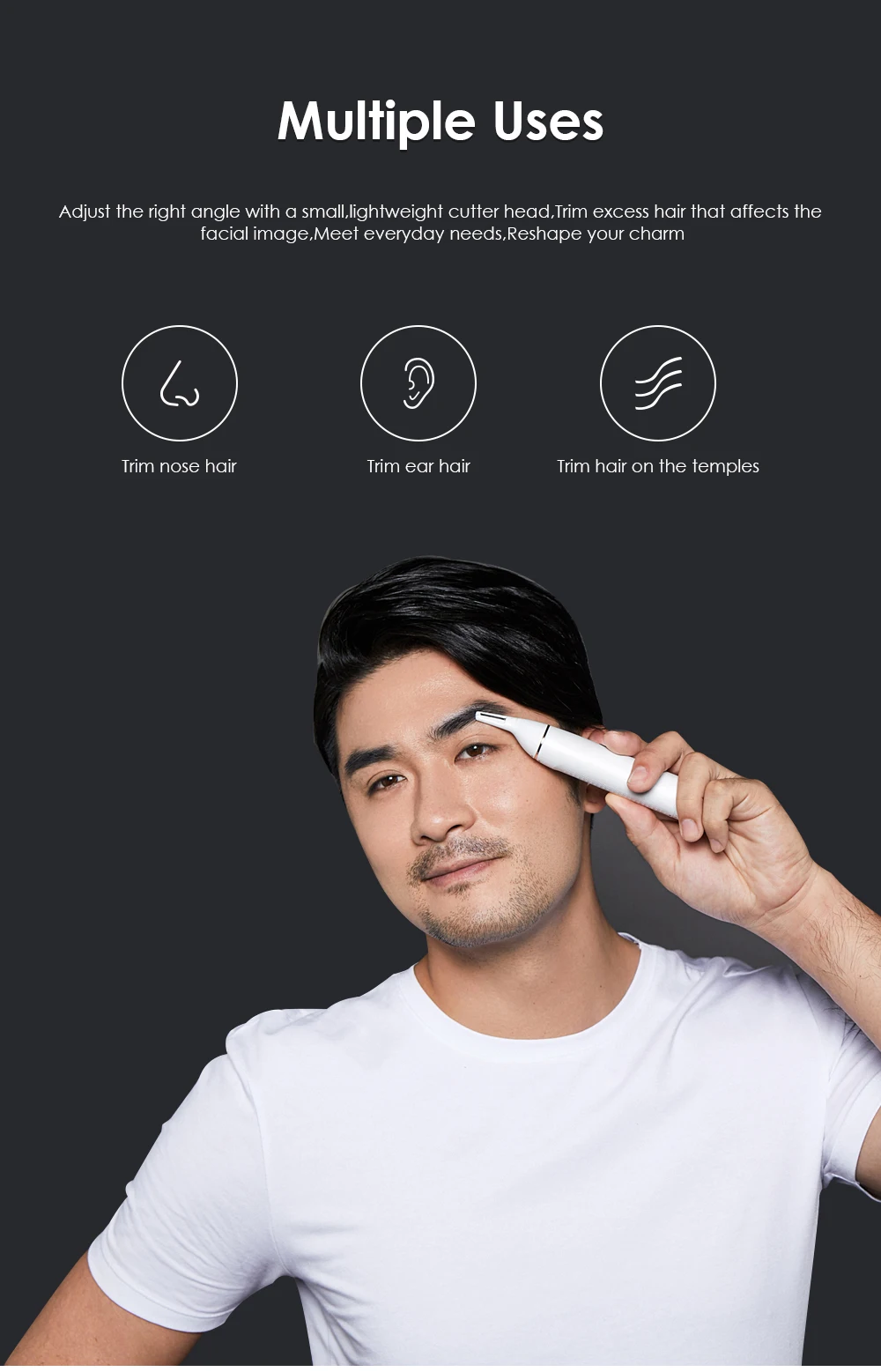 Триммер для носа xiaomi Триммер для волос в носу, электрическая бритва для бровей и ушей, бритва для Xiaomi, Мужская портативная машинка для стрижки, безопасный нож, моющийся