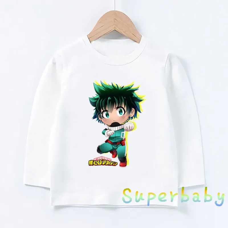 Детская футболка Boku No Hero Academy My Hero Academy Забавные топы с рисунками для маленьких мальчиков и девочек, детская футболка с длинными рукавами LKP2449 - Цвет: LKP2449-A