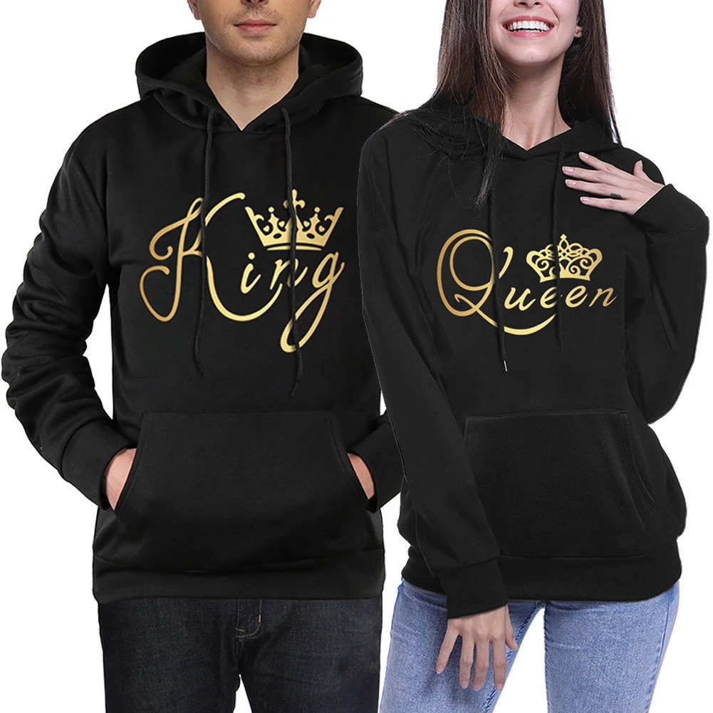 Sudadera capucha para parejas, jerseys informales, chándales, regalo, sudadera con estampado de rey y reina|Sudaderas con y sudaderas| - AliExpress