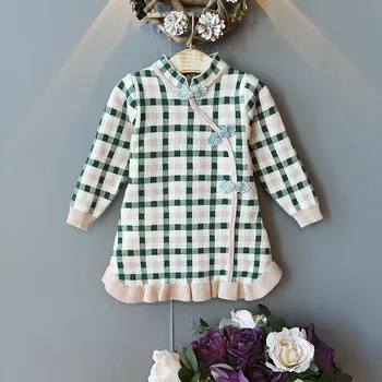 

Winter Christmas and New Year Girl Clothing Sweater Cute Children's Chinese Style Cheongsam Dress Pullover Outfits Kids Costumes