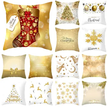 

Gold Pillow Case Black And White Golden Painted Pillowcase Decorative Christmas Cushion Cover For Sofa Case Pillows