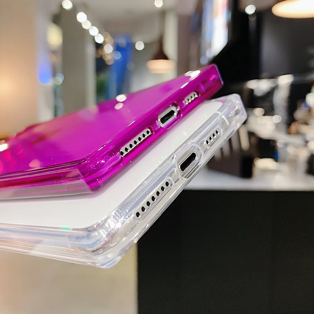US $110.40 100PcsLot Clear Square Shockproof Phone Case For IPhone 12 Mini 11 Pro Max 6S 7 8 Plus SE2 XS XR MAX Candy Color Soft TPU Cover