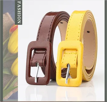 

2020 ladies patent leather belt simple rectangular pin buckle Korean fashion wild decorative sweater dress belt