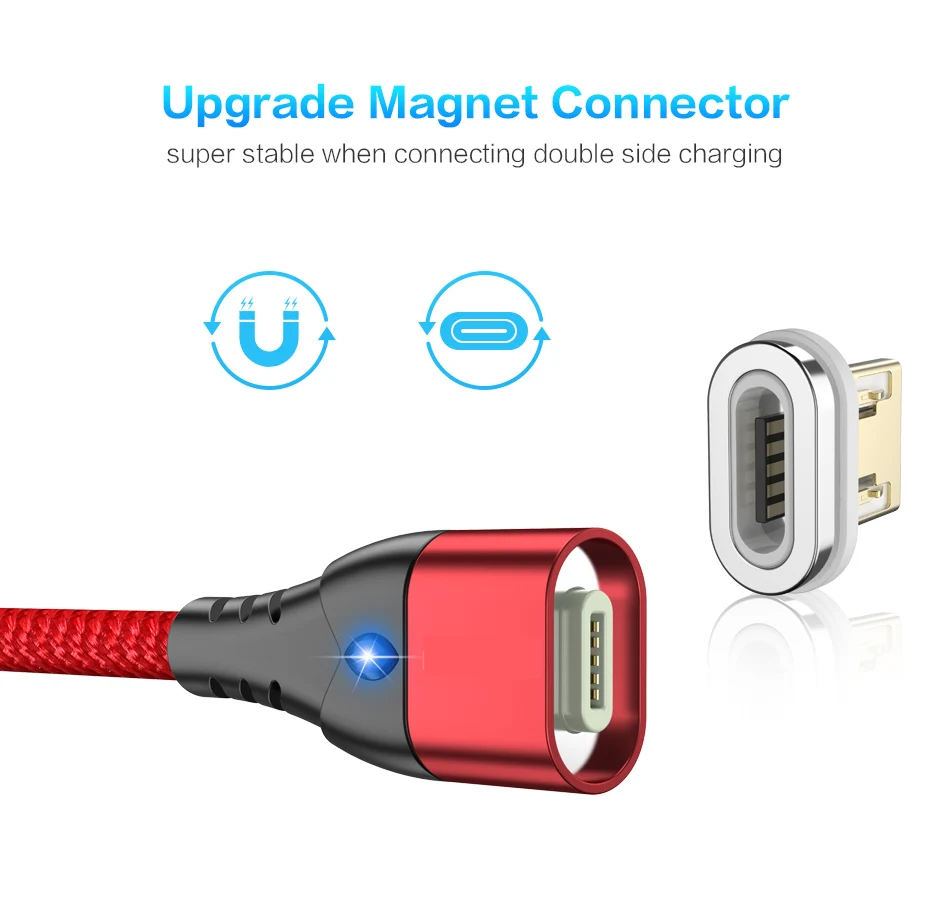 2 м Быстрый 3а Магнитный кабель для iPhone XR XS samsung S9 Plus usb type C зарядка Магнит Micro USB Android шнур телефонный кабель