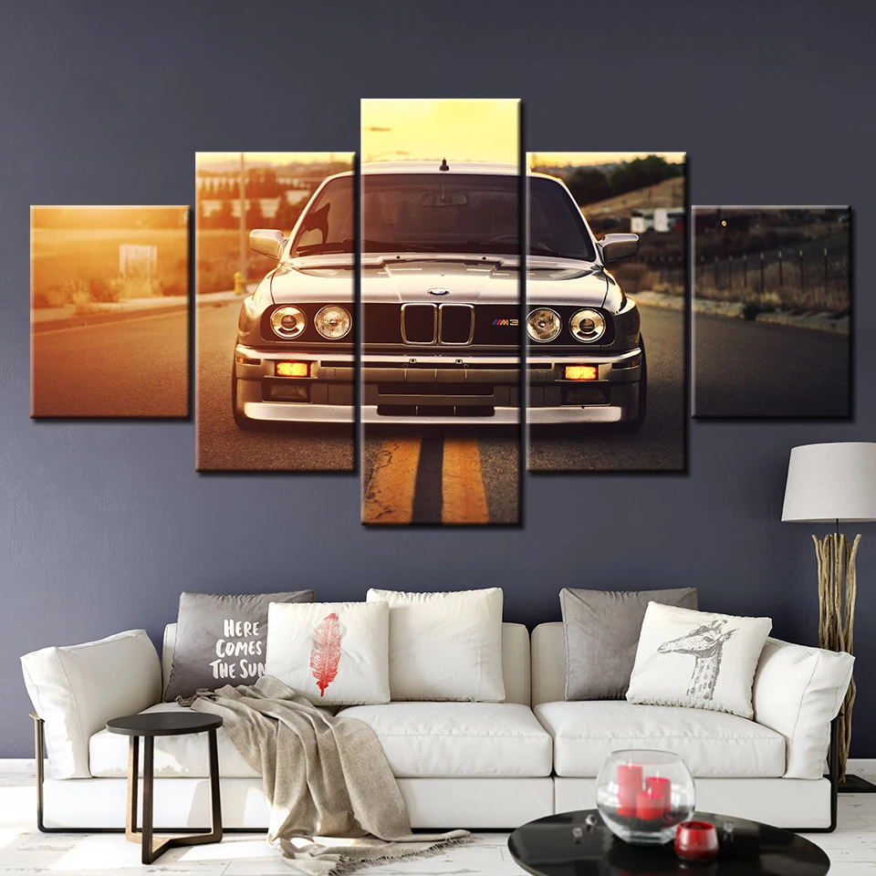 

Modern HD Printed Wall Art Frame Canvas Pictures 5 Pieces Sports Car Sunset Landscape Painting Poster Home Decor For Living Room