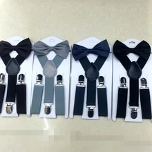Однотонный Детский комплект с ремнем и галстуком-бабочкой, заколка для девочек и мальчиков на Y-Back, эластичный Детский Регулируемый костюм, детская одежда