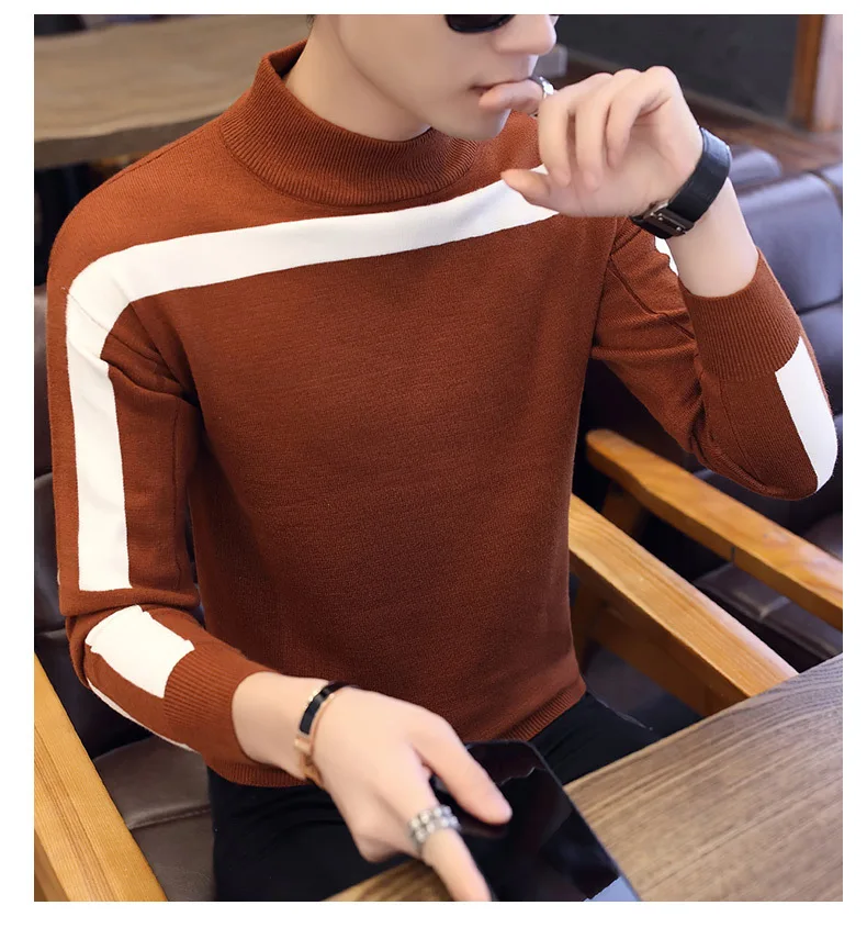 New Autumn Winter Casual Pullover Male Long Sleeve Slim Fit Turtleneck Knitted Brand Sweater Fashion Mens Warm Sweaters