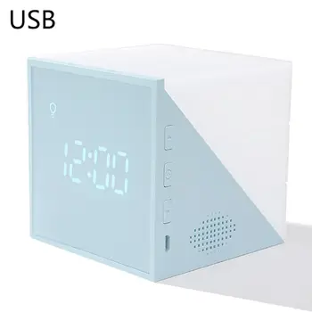 

Protable Mini Square LED Digital Display Time Temperature Cube Alarm Clock Lamp USB Charging Small Night Light