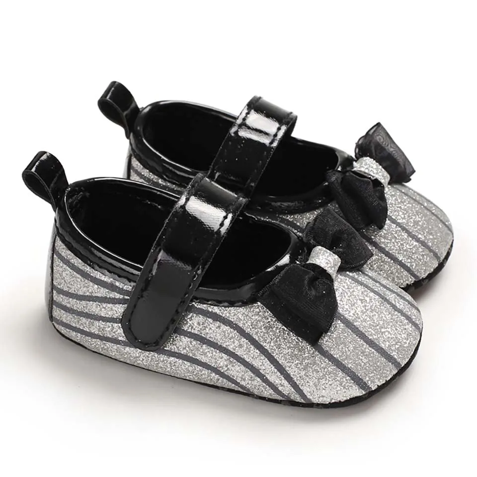 Bow knot Sequins Baby Girls Shoes Infant Newborn Princess Shoes Fashion Toddler First Walker Cute Flat Footwear Soft Sole Shoes