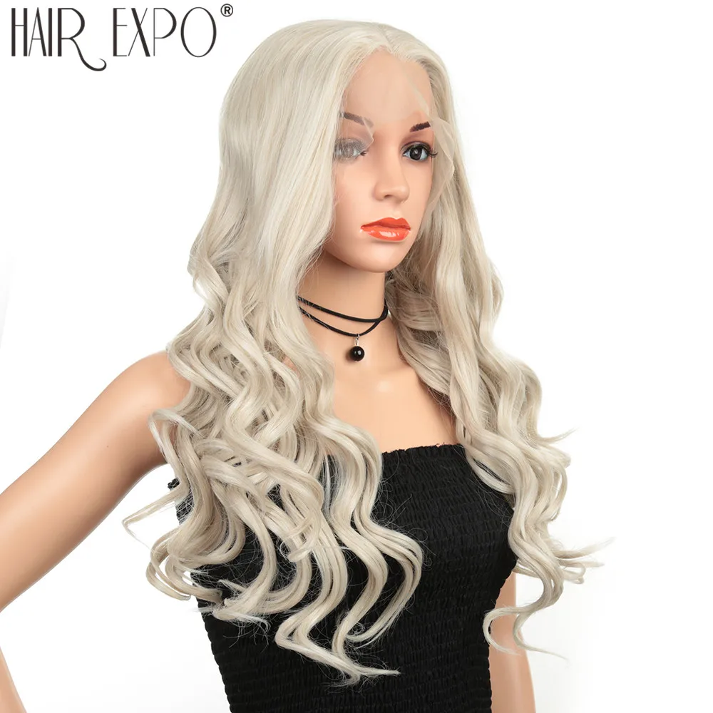 

26inch Cosplay Wig Synthetic Hair Long Water Wave Lace Front Wig Glueless Anime Wigs Pink Red Color For Women Hair Expo City