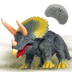 Télécommande dinosaure RC Animal Dino Triceratops voiture jouet électronique, son, jambes de marche, yeux brillants, cadeau d'anniversaire pour enfants 