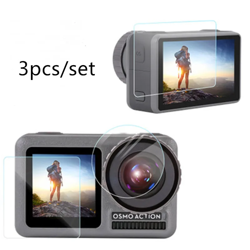 Obtenga esto 3 unids/set Protector de pantalla de vidrio templado resistente a los arañazos película protectora accesorios de la cámara para DJI Osmo cámara de deporte de acción 6Q5dlDmdW