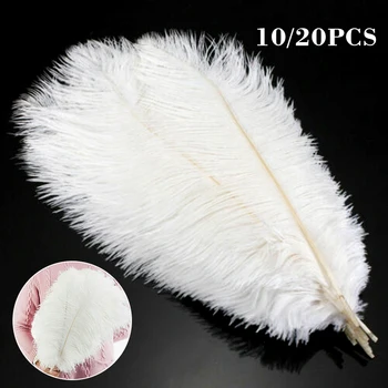 

10/20pcs White Simulation Ostrich Feathers 25-30cm DIY Large Plume Feathers Craft for Wedding Party Supplies