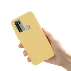 Matte Shockproof Silicone Soft Phone Case - Durable Back Cover with Bumper Protection for Vivo Y30 (Yellow)