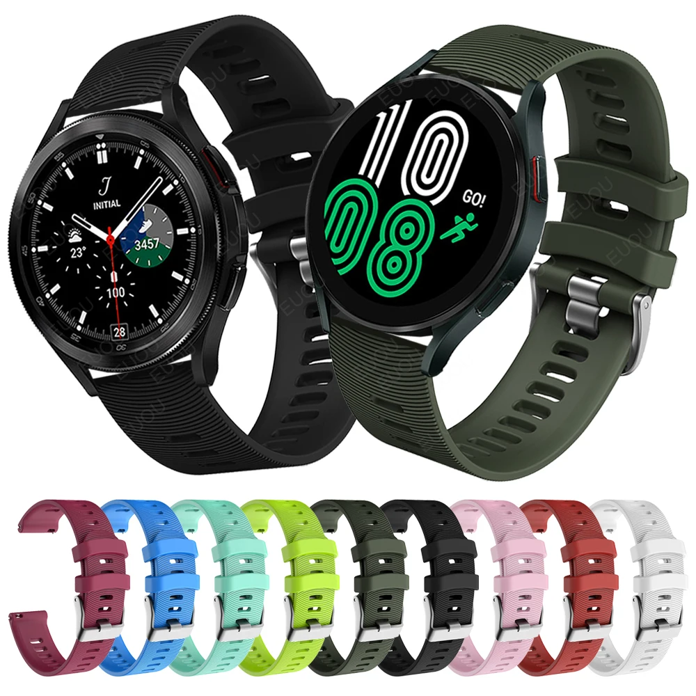 

Ремешок силиконовый быстросъемный для Samsung Galaxy Watch 4 40 мм 44 мм, спортивный браслет для Galaxy Watch 4 classic 42 мм 46 мм/Active 2, 20 мм