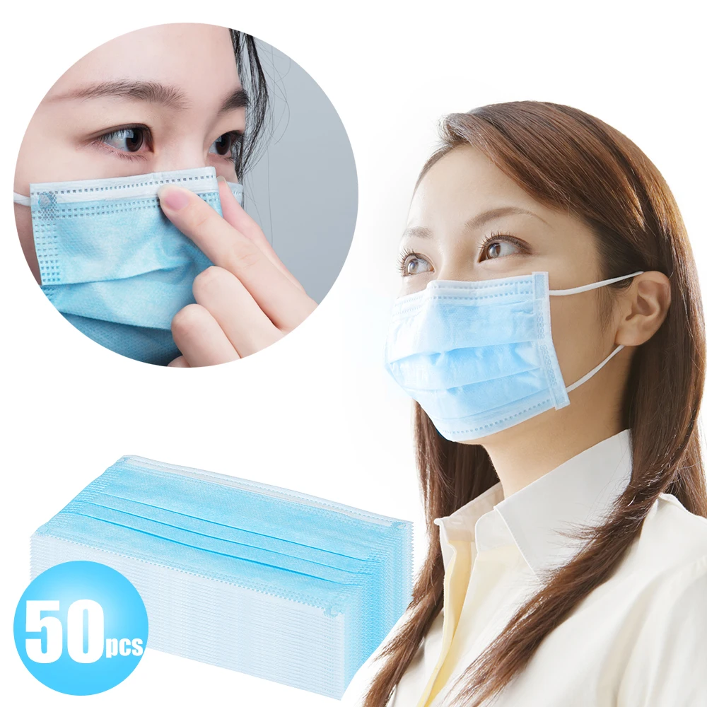 

50Pcs Disposable Medical Dustproof Surgical Mouth Masks Anti PM2.5 3-Ply Anti Influenza Breathing Safety Elastic N95 Face Masks