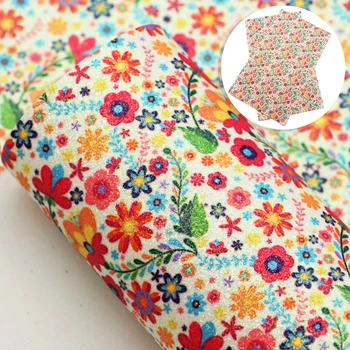 

David accessories 20*34cm Fine Glitter Flower Fruit Synthetic Leather Patchwork For Hair Bow Bags Phone Shell DIY,1Yc10862