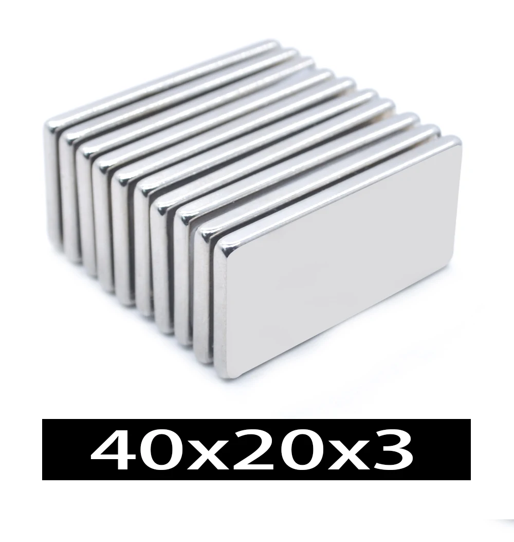 Комплект из 2 предметов. Магниты 40x20x3 N35 оптом супер сильные полосы Газа Блок стержневые Магниты редкоземельные 40x20x3 мм неодимовые m 40*20*3