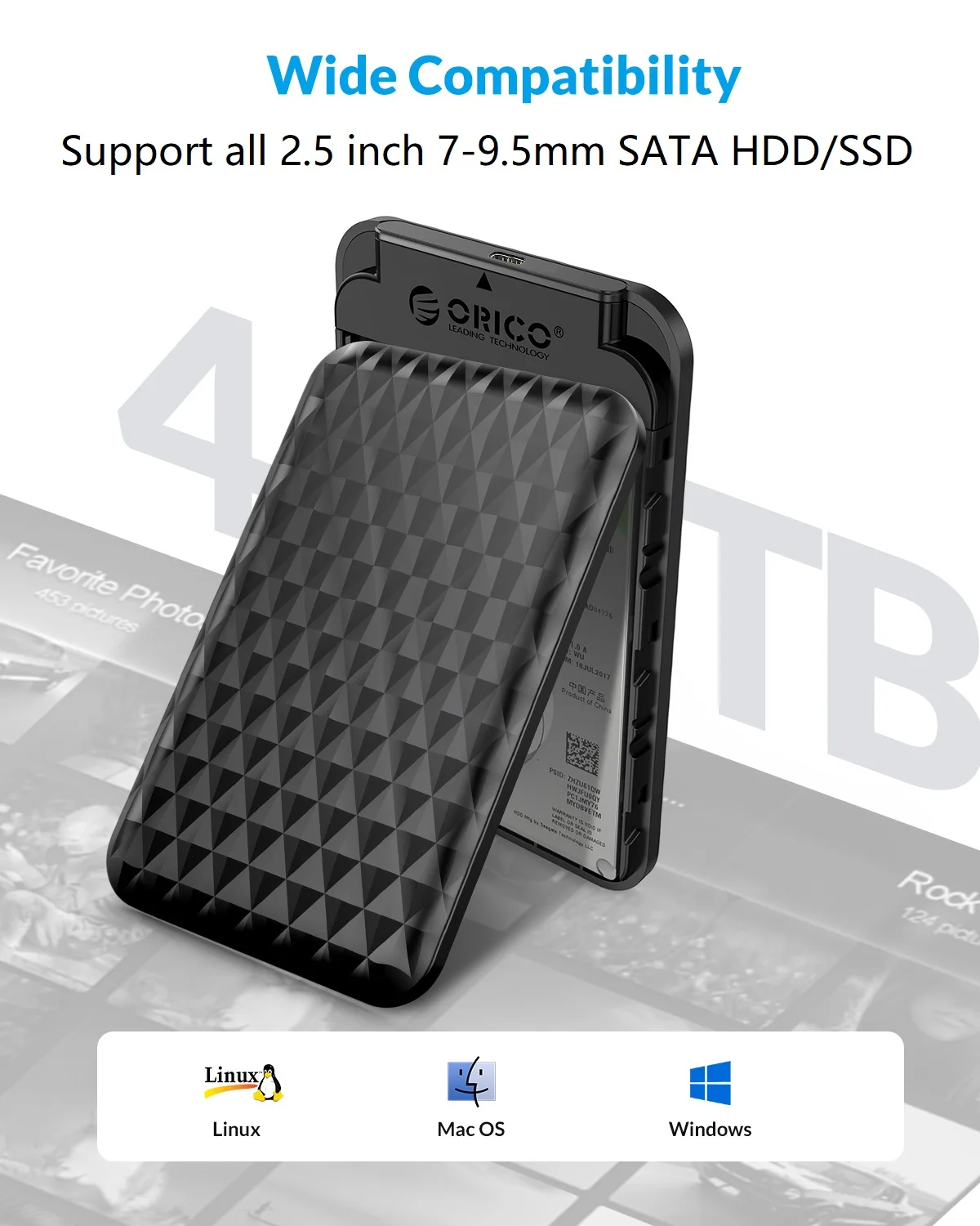 ORICO  ϵ ̺ Ŭ, C to C ̺ , HDD SSD Ŭ ̽, 2.5 ġ 7mm-9.5mm SSD HDD ڽ, 2.5 ġ