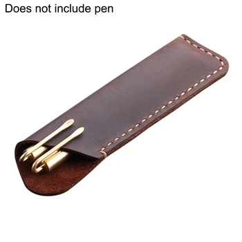 

Genuine Leather Pen Pouch Holder Double Pencil Bag Case Sleeve For Fountain Ballpoint Pen Travel Diary Pen Cover High Quality
