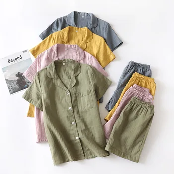 

Summer Pajamas Leisure Tops Thin Short-Sleeved Shorts Cardigan Pajamas Sets Casual Loose Women's Pajama Set