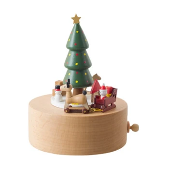 

Christmas Gifts Christmas Tree Wooden Music Box Christmas Elk Santa Claus Music Box
