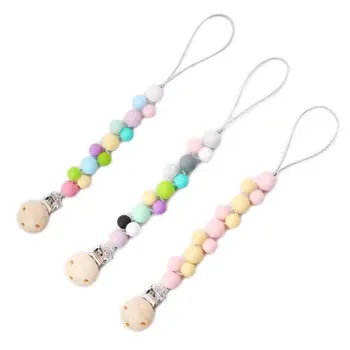 

Newborn Nipple Chain Pacifier Clip Silicone Beads Baby Molar Infant Teething Toy U50F