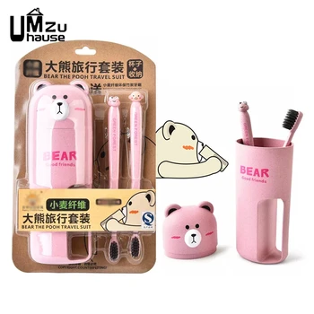 

Cute Bears Toothbrush Cups Portable Teeth Travel Storage Boxes Brush Washing Tooth Handle Bottle Case Home Bathroom Organization