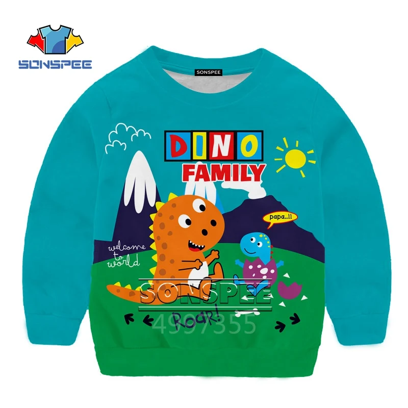 2 Футболка SONSPEE DINO FAMILY Kawaii с рисунком Харадзюку; толстовки с капюшоном на молнии с 3D принтом для мальчиков и девочек-подростков; детская одежда; X339 - Цвет: 2