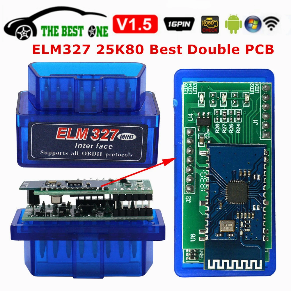 best car inspection equipment Double PCB Super Mini ELM327 Bluetooth-Compatible V1.5 PIC18F25K80 Android IOS WIFI ELM 327 V2.1 OBD OBD2 Car Disgnostic Scanner best car battery charger