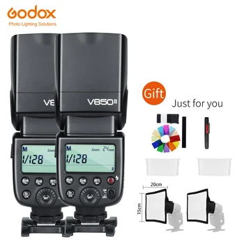 

Free DHL 2x Godox V850II GN60 with 2000mAh Li-on Battery 2.4G Wireless X system speedlite for Canon Nikon DSLR Cameras +Gift Kit