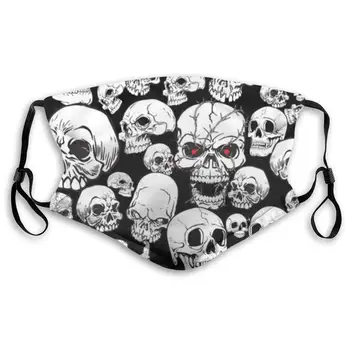 

Evil Skull Printed Dust Mouth Mask With Replaceable Filter, Reusable Breathable Mask For Women And Men
