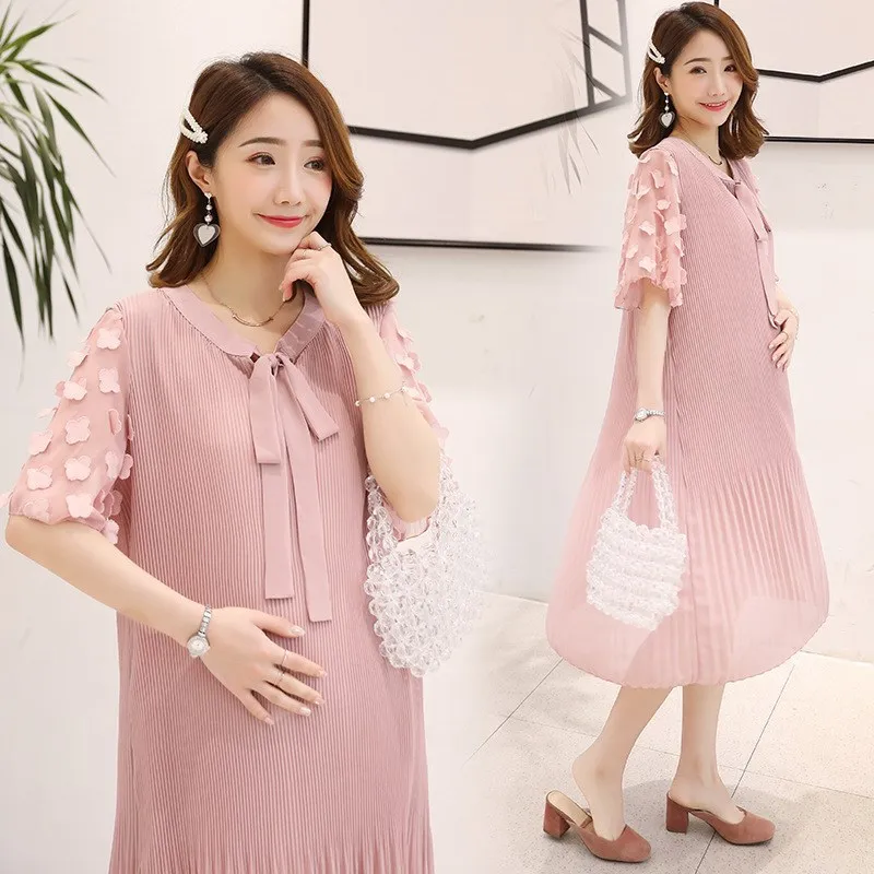 

Maternity Clothes Summer Wear 2019 New Style Korean-style Loose-Fit 2019 Summer Skirt Pleated Chiffon Pregnant Women Skirt Tops