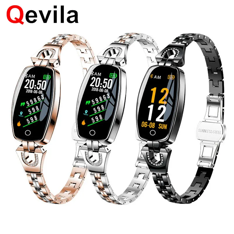 

Qevila 2019 Fashion Smart Watch Women Waterproof Heart Rate Monitoring Bluetooth For Android IOS Fitness Track Bcelet Smartwatch