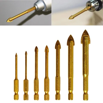 

OOTDTY Ceramic Tile Glass Drill Bits 1/4" Hex Shank Kit for Chucks Bit Holder