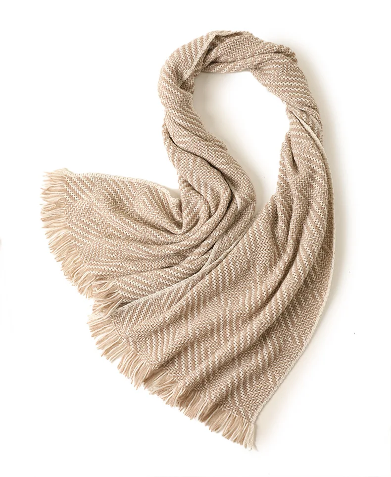 Naizaiga Cashmere Yarn-dyed warm color cloak beige camel solid color matching pure blanket shawl female scarf,SN256