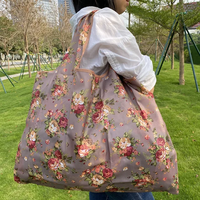 Large Reusable Grocery Store Green Shopping Bag 50 Pound Handbag Foldable Ladies Shoulder Bag Washable Handbag 2021 31008