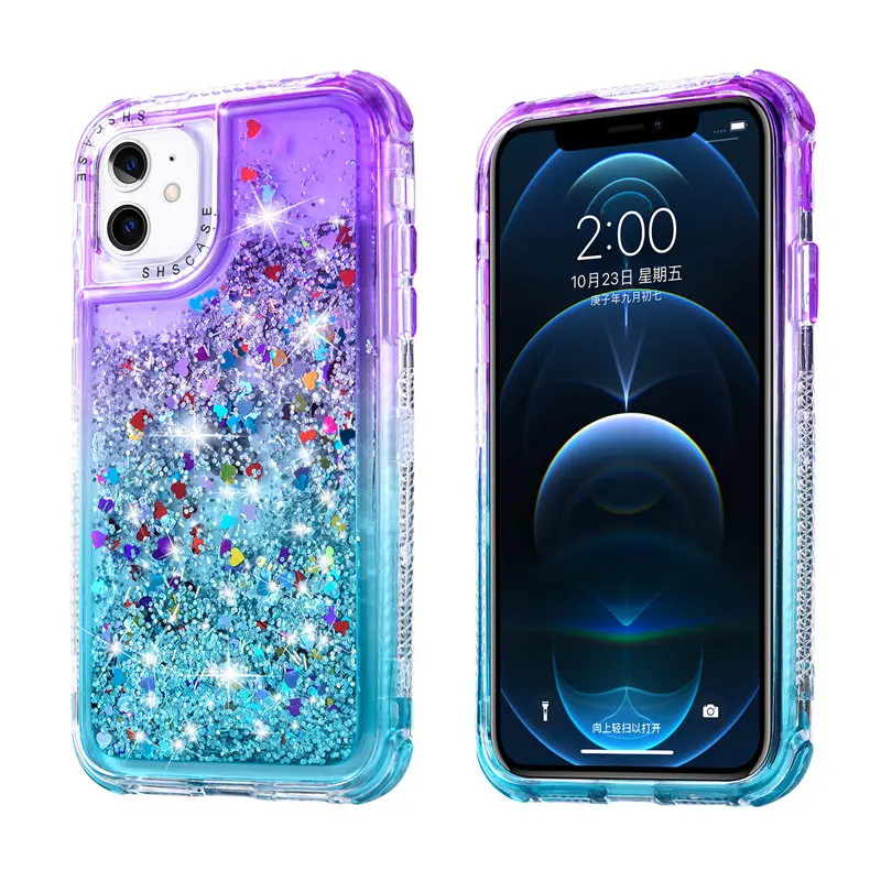 13 mini case Glitter Gradient Transparent Shockproof Phone Case For iPhone 13 11 12 Pro Max XS Max X 7 8 Plus 11 12 Pro Shining Bumper Cover 13 mini case