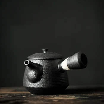 

TANGPIN BLACK CROCKERY CERAMIC KYUSU TEAPOT PORCELAIN TEA POT DRINKWARE