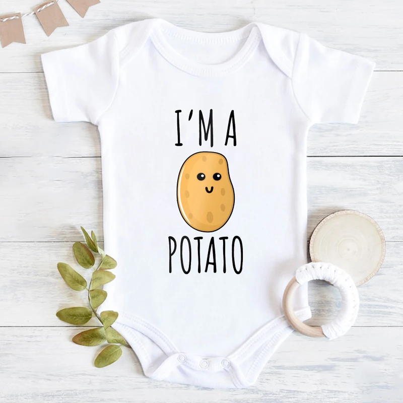 I Like Potatos Design Newborn Bodysuit Short Sleeve Jumpsuit Funny Potato Gift Baby Boy Clothes Simple Toddler Shirt Romper 2